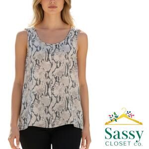 Express Snakeskin Print Tank Sleeveless Scoop Neck Gray Black Women’s M EUC